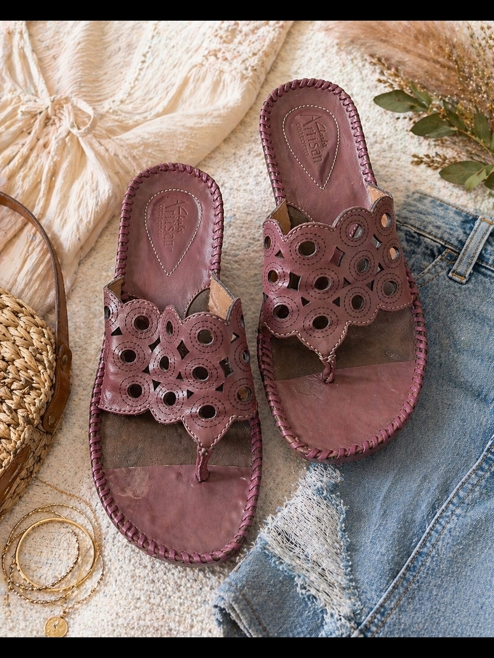 Clarks Artisan Dusty Rose Leather Sandals Size 7